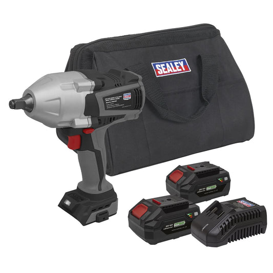 Sealey Cordless Impact Wrench Kit 20V SV20 Series 2 Batteries CP20VXIWKIT1