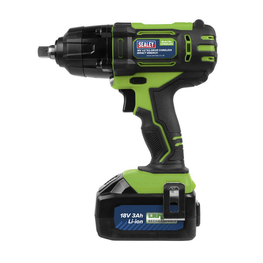 Sealey Cordless Impact Wrench 18V 3Ah Lithium-ion 1/2"Sq Drive Hi-Vis CP400LIHV