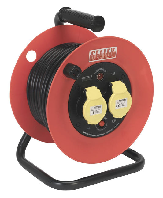 Sealey Cable Reel 25m 2 x 110V 1.5mm� Heavy-Duty Thermal Trip CR12515