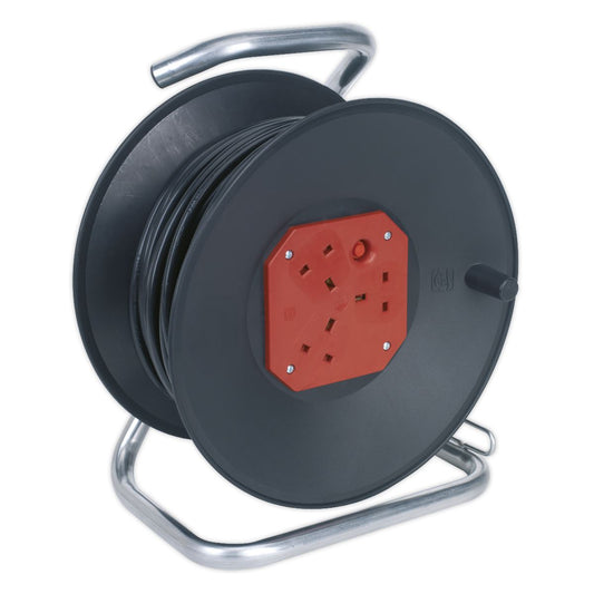Sealey Cable Reel 50m 4 x 230V 1.5mm� Heavy-Duty Thermal Trip CR50/1.5