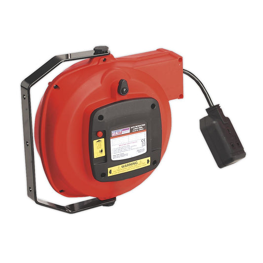 Sealey Cable Reel System Retractable 10m 2 x 230V Socket CRM10