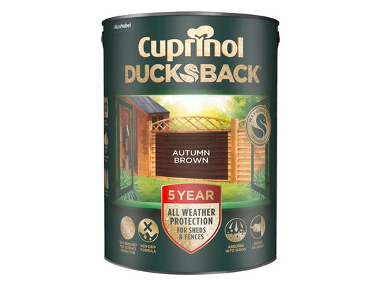 Cuprinol Ducksback 5 Year Waterproof for Sheds & Fences Autumn Brown 5 litre CUPDBAB5L