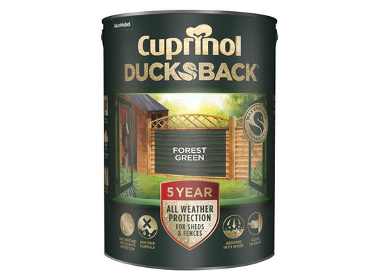 Cuprinol Ducksback 5 Year Waterproof for Sheds & Fences Forest Green 5 litre CUPDBFG5L