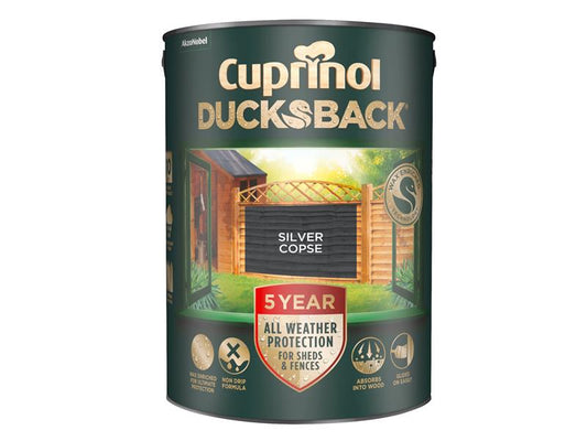 Cuprinol Ducksback 5 Year Waterproof for Sheds & Fences Silver Copse 5 litre CUPDBSC5L
