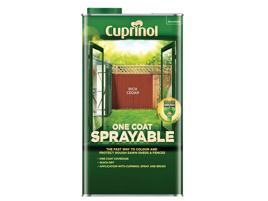 Cuprinol One Coat Sprayable Fence Treatment Rich Cedar 5 litre CUPNSFTRC5L