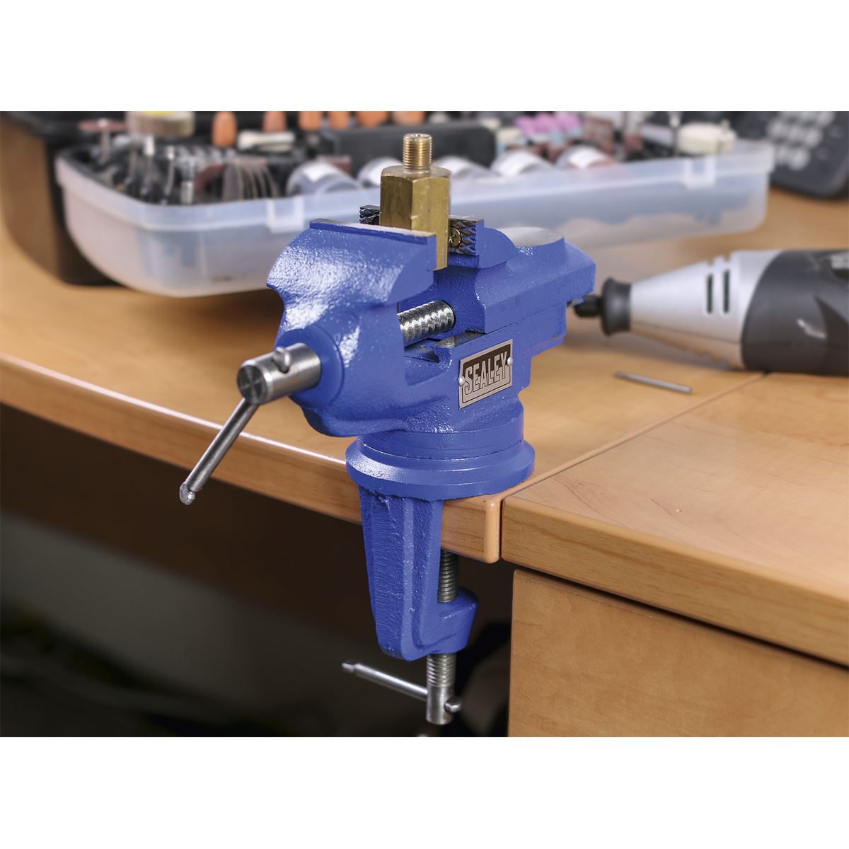 Sealey 50mm Portable Bench & Table Vice with 360� Swivel Base CV50
