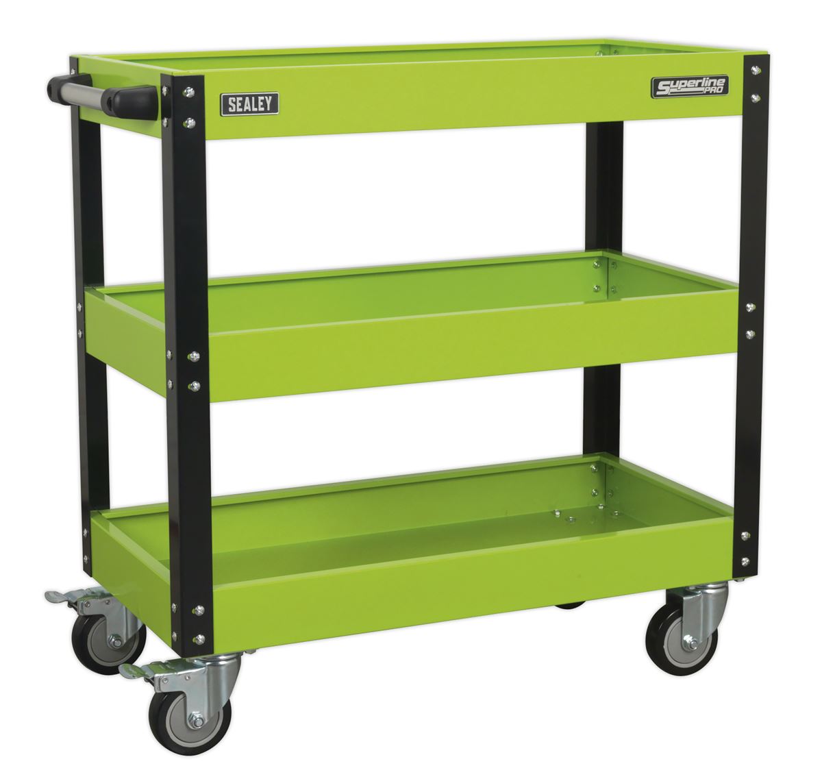 Sealey Workshop Trolley 3-Level Heavy-Duty - Hi-Vis Green CX110HV