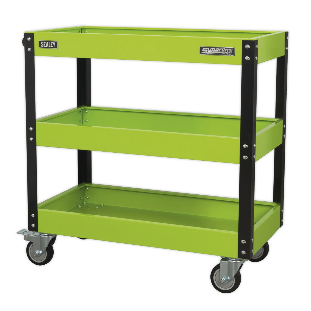 Sealey Workshop Trolley 3-Level Heavy-Duty - Hi-Vis Green CX110HV