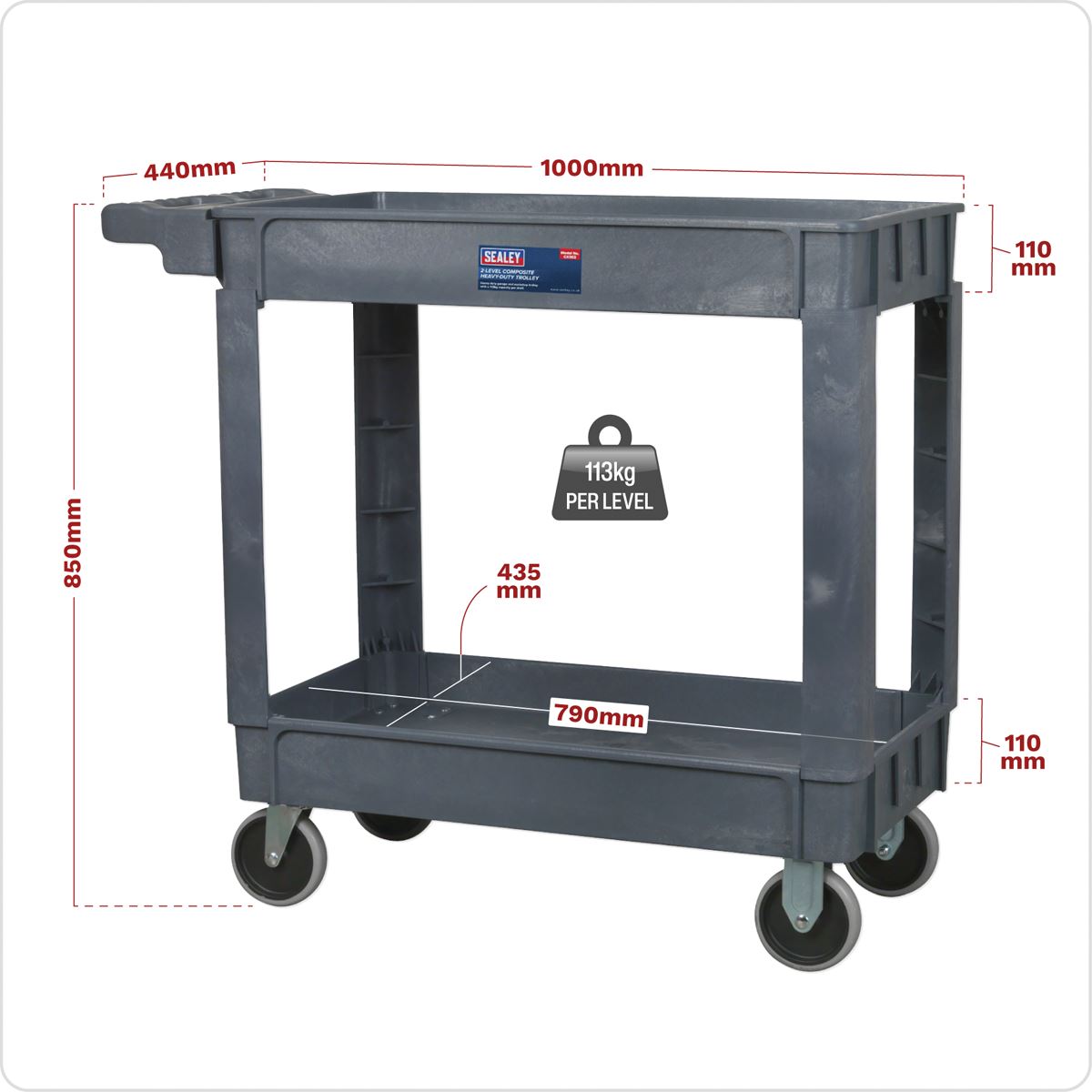 Sealey Trolley 2-Level Composite Heavy-Duty CX202