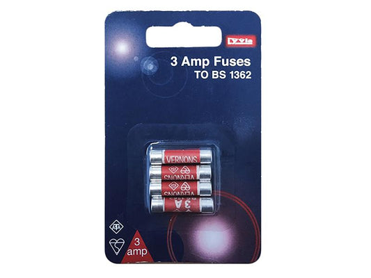 Dencon 3A Electrical Fuse Pack of 4 DCN1003