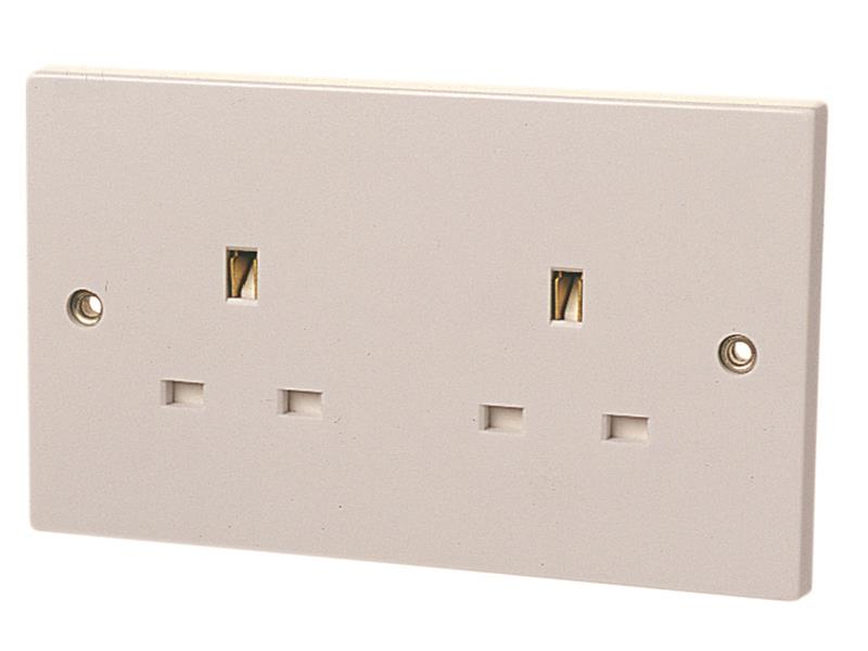 Dencon Electrical Unswitched Socket 2 Gang 13A With Fixing Screws DCN4408NB
