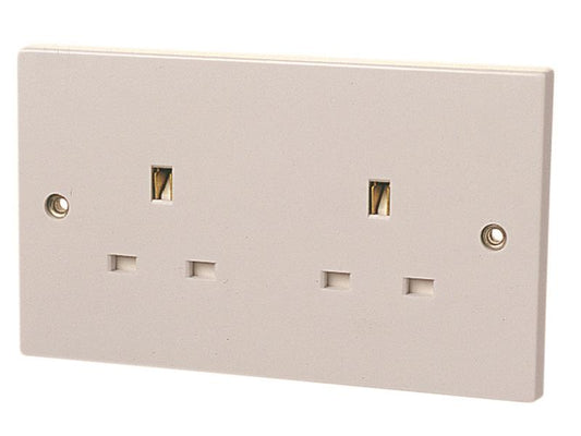 Dencon Electrical Unswitched Socket 2 Gang 13A With Fixing Screws DCN4408NB