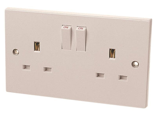 Dencon Electrical Switched Socket 2 Gang 13A With Fixing Screws DCN4409NB