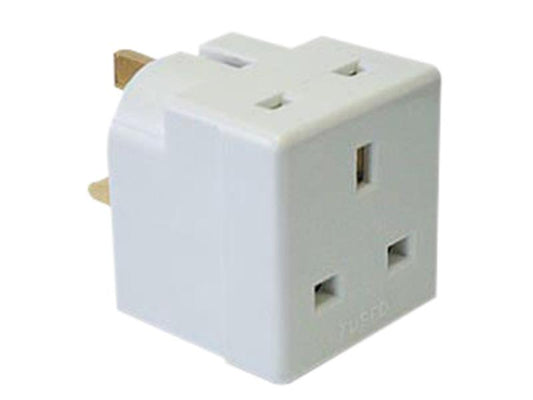 Dencon 2 Way Electric Plug Adaptor 13A Fused Outlet Top And Front DCN5685NB