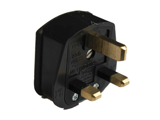 Dencon 3 Pin Rubber Electric Plug 13A Black DCN6283BNB