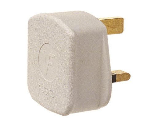 Dencon 3 Pin Rubber Electric Plug 13A White DCN6283WNB