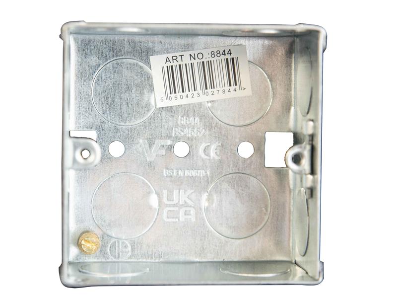 Dencon Electric Metal Back Box 1 Gang 35mm Multiple Knock Outs DCN8844NB