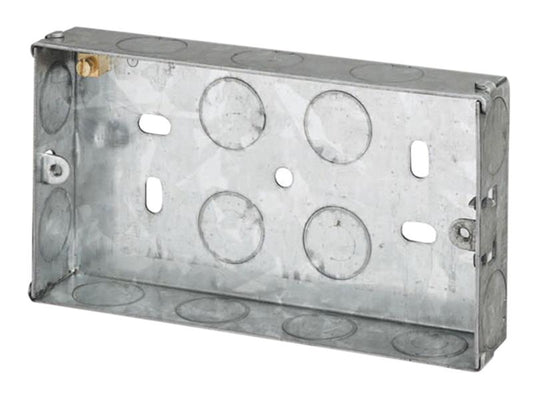 Dencon Electrical Metal Back Box 2 Gang 25mm Multiple Knock Outs DCN8845NB