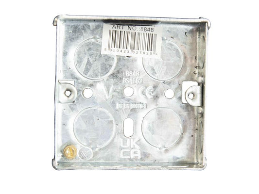 Dencon Electrical Metal Back Box 1 Gang 16mm Multiple Knock Outs DCN8848NB