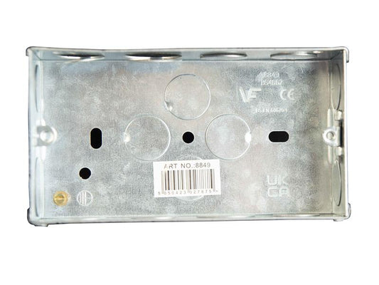 Dencon Electrical Metal Back Box 2 Gang 35mm Multiple Knock Outs DCN8849NB