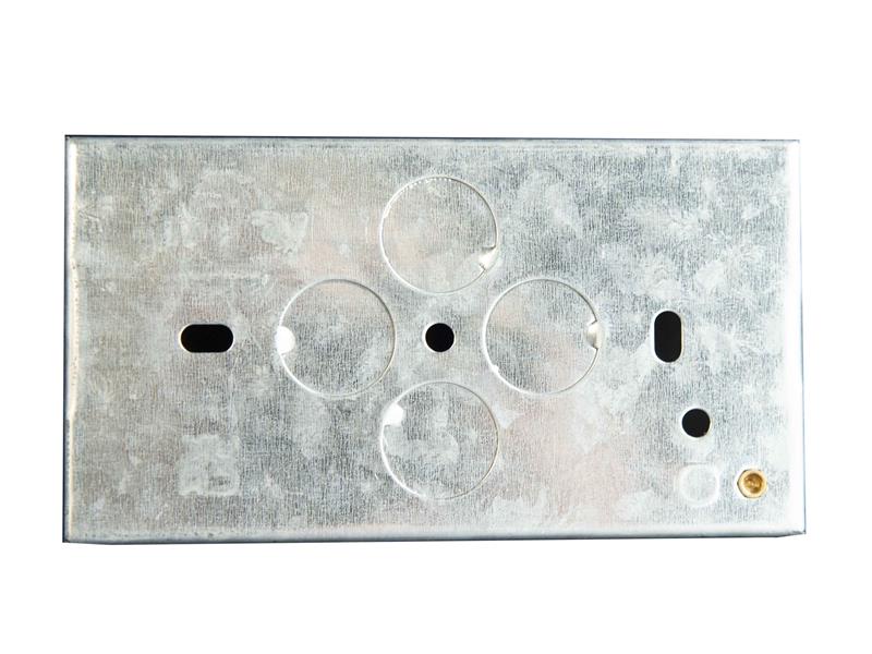 Dencon Electrical Metal Back Box 2 Gang 35mm Multiple Knock Outs DCN8849NB
