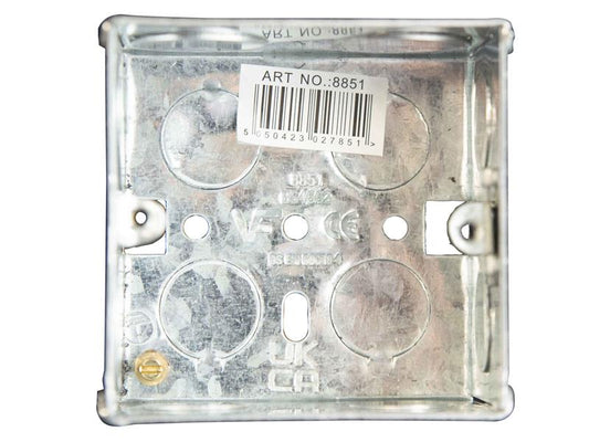Dencon Metal Electrical Back Box 1 Gang 47mm Multiple Knock Outs DCN8851NB