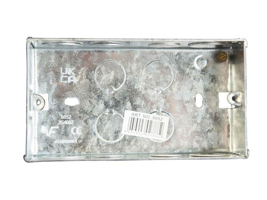 Dencon Electrical Metal Back Box 2 Gang 45mm Multiple Knock Outs DCN8852NB