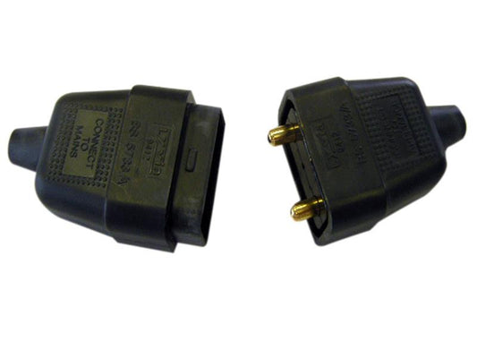 Dencon 2 Pin Rubber Electrical Connector Plug 10A Black DCN9412BNB