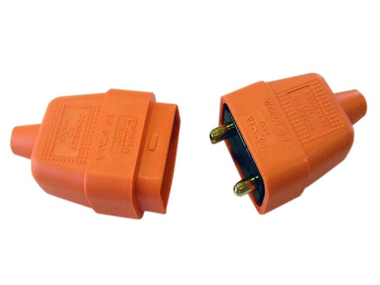Dencon 2 Pin Rubber Electrical Connector Plug 10A Orange DCN9412ORNB