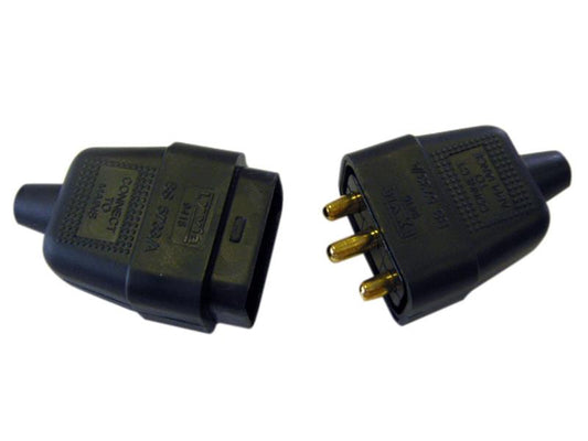 Dencon Electrical 3 Pin Rubber Connector Plug 10A Black DCN9416BNB