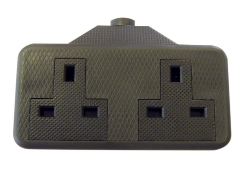 Dencon Trailing Electrical Socket 13A 2 Gang Black No Cable DCN9433BNB