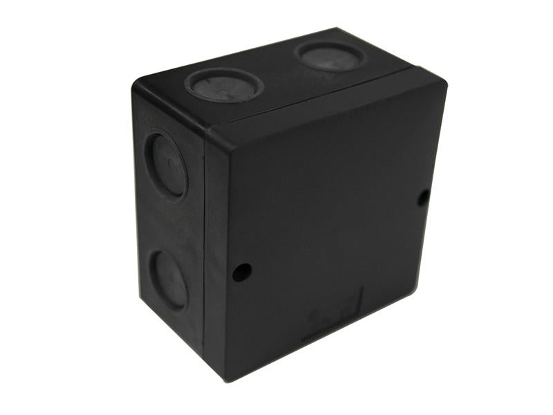Dencon IP66 Junction Box Black 100 x 100mm Self Sealing Cable Inlets DCNJB100B