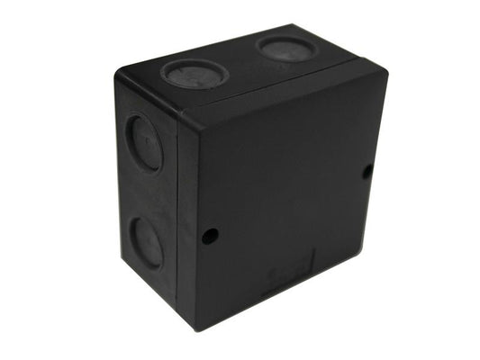 Dencon IP66 Junction Box Black 100 x 100mm Self Sealing Cable Inlets DCNJB100B