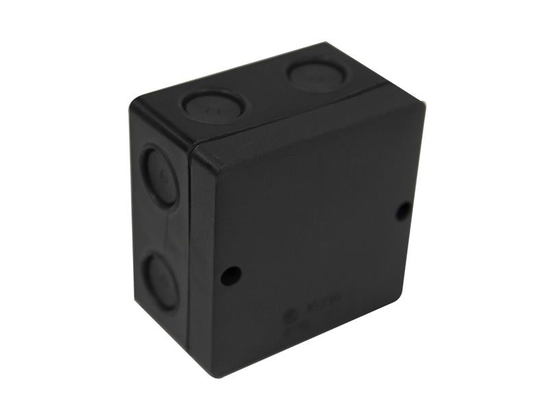 Dencon IP66 Junction Box Black 81 x 81mm Self Sealing Cable Inlets DCNJB80BNB