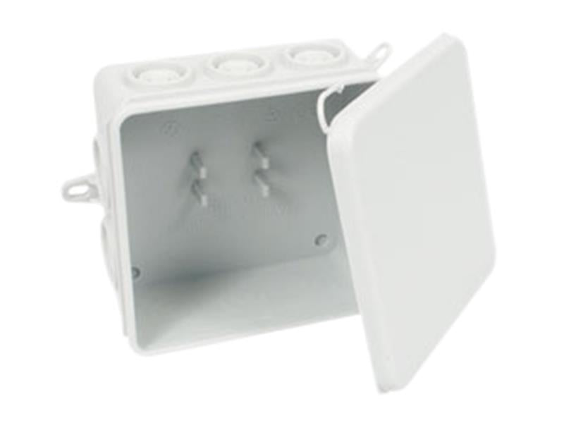 Dencon Square IP54 Electrical Junction Box 80mm With Cable Inlets DCNJB8130NB