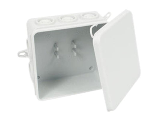 Dencon Square IP54 Electrical Junction Box 80mm With Cable Inlets DCNJB8130NB