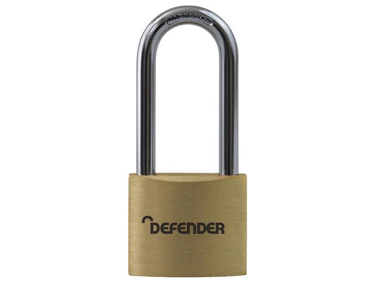 DEFENDER Brass Padlock Long Shackle 40mm DEFBP4LS