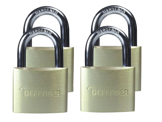 DEFENDER Aluminium Padlock Quad Pack 40mm DEFDFAL4Q