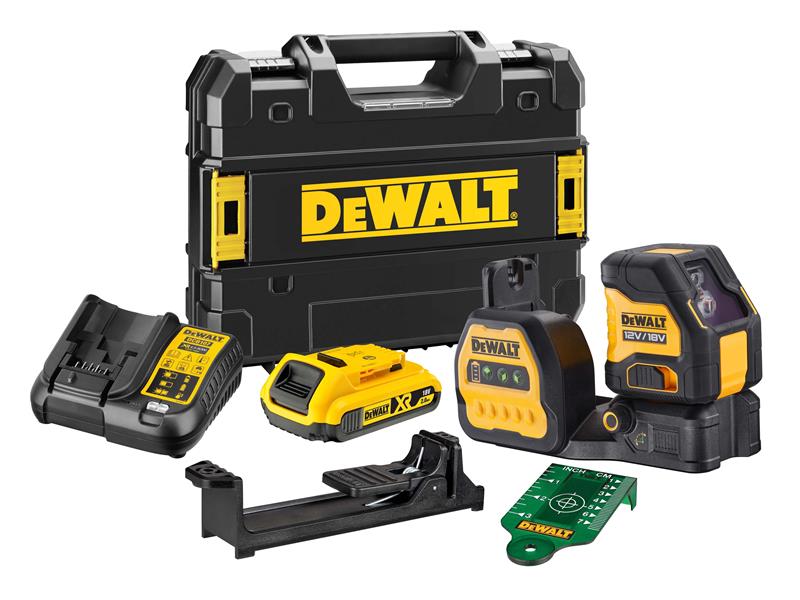 DEWALT DCE088D1G18 Self-Levelling Cross Line Green Beam Laser 12/18V 1 x 2.0Ah Li-ion DEW088D1G18D