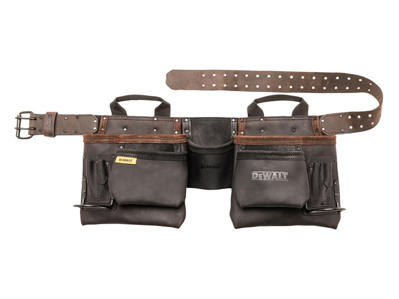 DEWALT Pro Leather Tool Apron Various Pockets Two Metal Hammer Loops DWST50112