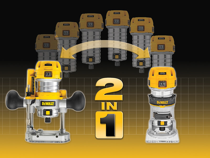 DEWALT D26204K 1/4in Premium Plunge & Fixed Base Combi Router 900W 110V DEWD26204KL