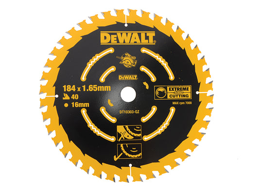 DEWALT Extreme Framing Circular Saw Blade 184 x 16mm x 40T DEWDT10303QZ