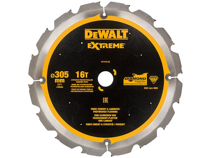 DEWALT Extreme PCD Fibre Cement Saw Blade 305 x 30mm x 16T DEWDT1475QZ
