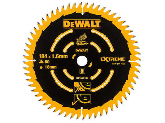 DEWALT Cordless Mitre Saw Blade For DCS365 184 x 16mm x 60T DEWDT1670QZ