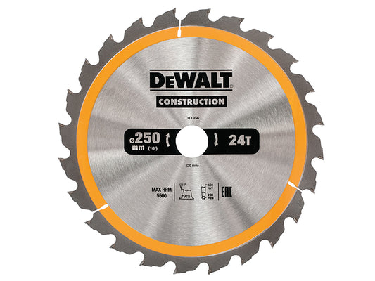 DEWALT Stationary Construction Circular Saw Blade 250 x 30mm x 24T DEWDT1956QZ