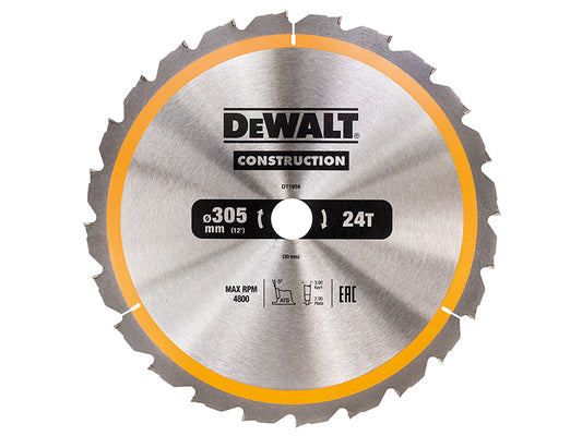 DEWALT Stationary Construction Circular Saw Blade 305 x 30mm x 24T ATB/Neg DEWDT1958QZ