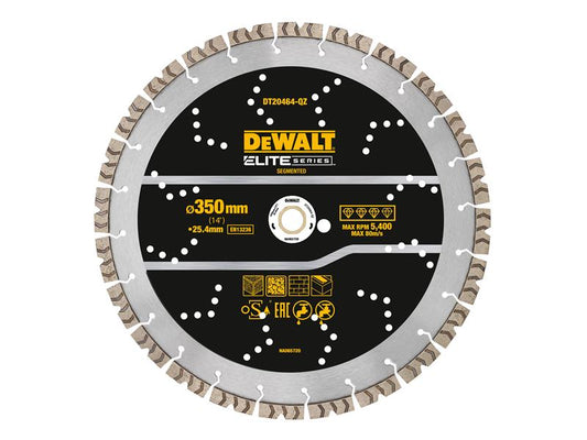 DEWALT ELITE SERIES Diamond Segmented Wheel All Purpose 350 x 25.4 DT20464QZ