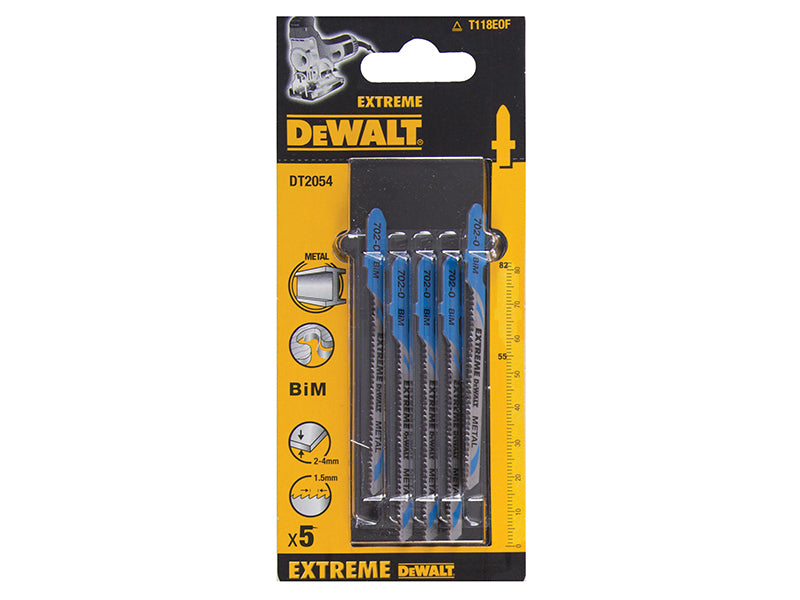 DEWALT HSS Metal Cutting Jigsaw Blades Pack of 5 T118EOF DEWDT2054QZ