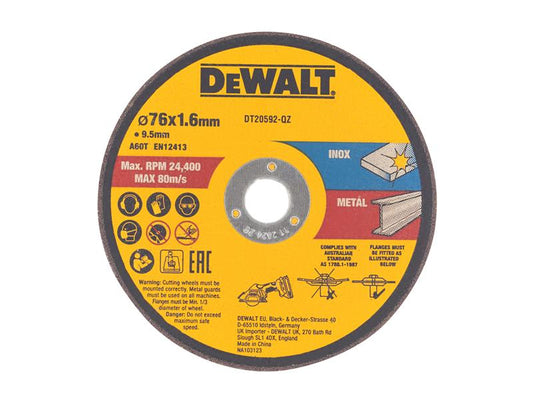 DEWALT Bonded Abrasive Cutting Disc 76 x 1.6 x 9.5mm 3 Pack DT20592