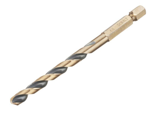 DEWALT BLACK&GOLD 1/4" Hex Shank HSS-G Drill Bit 6.0mm DEWDT20608QZ